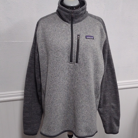 Patagonia Men's Two-Tone Gray Quarter-Zip Fleece Pullover Hiking Casual
